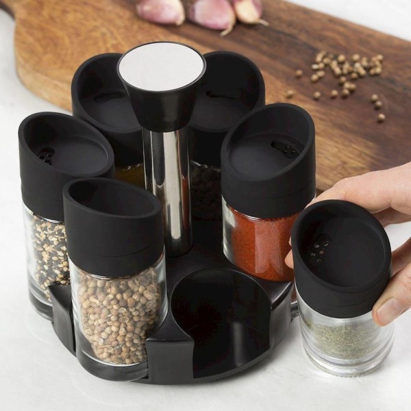 Encontraproduto.com.br - Porta Condimentos Temperos 6 Peças Cozinha Suporte