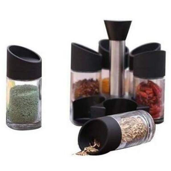 Encontraproduto.com.br - Porta Condimentos Temperos 6 Peças Cozinha Suporte