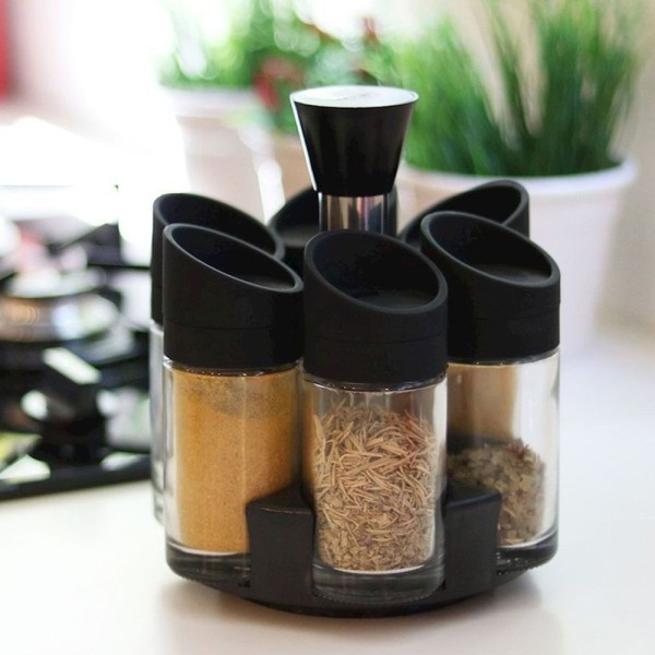 Encontraproduto.com.br - Porta Condimentos Temperos 6 Peças Cozinha Suporte