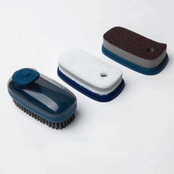 Encontraproduto.com.br - Escova Dispenser 3 Em 1 Limpeza Multifuncional Limpa Roupas Louças