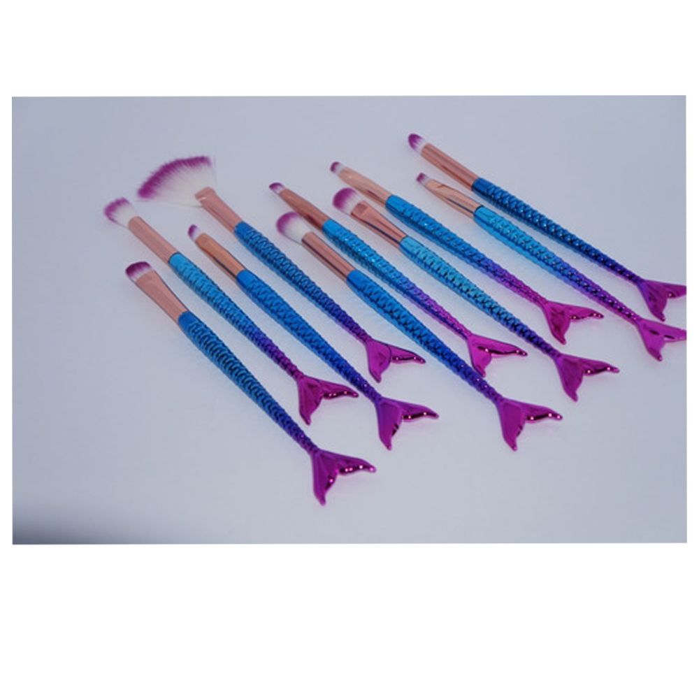Encontraproduto.com.br - Pincel Kit 10 Peças Sereia Maquiagem Sombra Mermaid Make Up