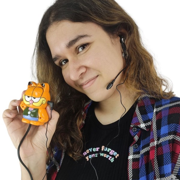 Encontraproduto.com.br - Telefone Gato Mesa C Headset Microfone Flexivel Decoraçao En