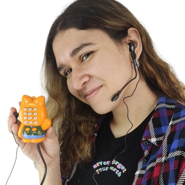 Encontraproduto.com.br - Telefone Gato Mesa C Headset Microfone Flexivel Decoraçao En