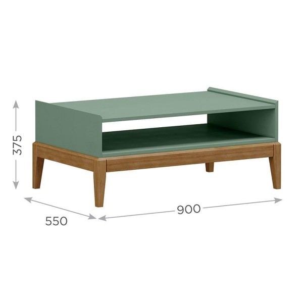 Encontraproduto.com.br - Mesa De Centro Linha Milão Verde/Freijó Em Madeira Pinus Com Mdf - Finestra