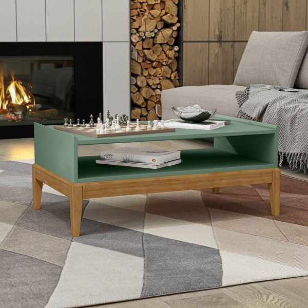 Encontraproduto.com.br - Mesa De Centro Linha Milão Verde/Freijó Em Madeira Pinus Com Mdf - Finestra