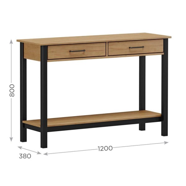 Encontraproduto.com.br - Conjunto Sala Madri: Mesa De Centro, Aparador E 3 Mesas De Apoio Roble/Preto Madeira Pinus