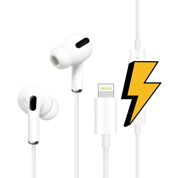 Encontraproduto.com.br - Fone Com Fio Branco Silicone Para iPhone 15 PRO MAX