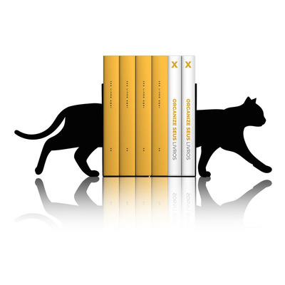 Encontraproduto.com.br - Porta Livros Organizador Bibliocanto (Preto) - Gato