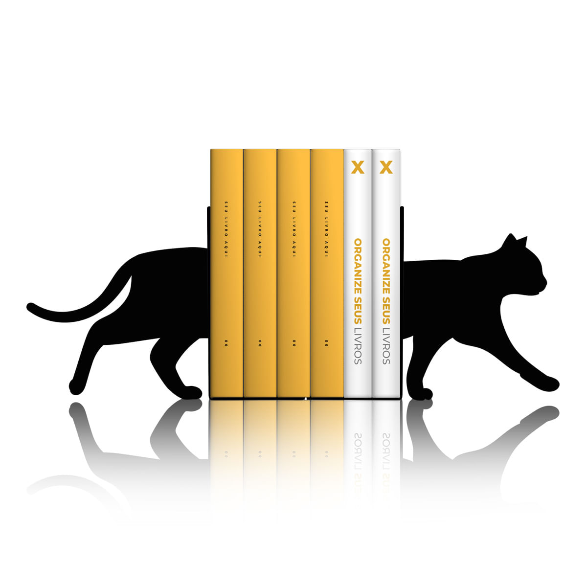 Encontraproduto.com.br - Porta Livros Organizador Bibliocanto (Preto) - Gato