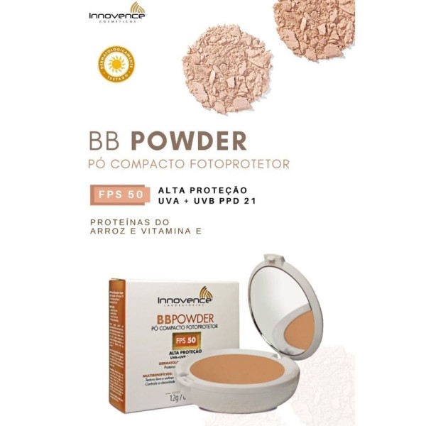 Encontraproduto.com.br - Pó Compacto BB Powder FotoprotetoR FPS 50 Tonalizante Bege Médio 12G Innovence Cosméticos