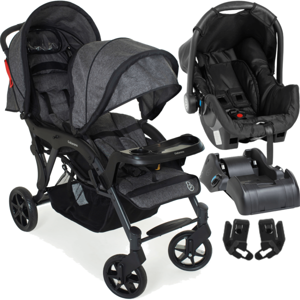 Encontraproduto.com.br - Carrinho para Gemeos Bebe Conforto Base Galzerano Doppio Grafite