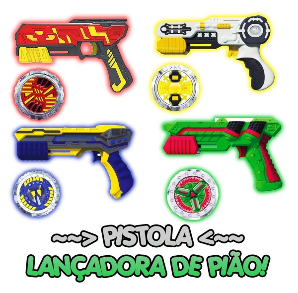 Encontraproduto.com.br - Kit 3 Lançador de Pião 3 Pião Combate + Arena Beyblade Hasbro