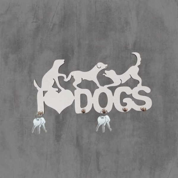Encontraproduto.com.br - Porta Chave Dog Branco Em Mdf [f031]