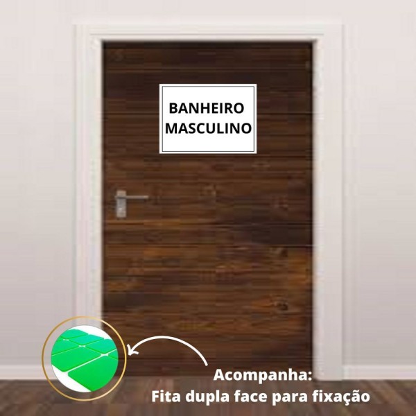 Encontraproduto.com.br - Placa Sinalização 1-2 Oficio Banheiro Masculino Mdf Natural