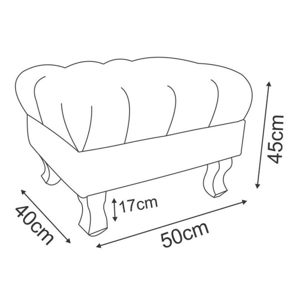 Encontraproduto.com.br - Puff Retângular Luiz Xv Pés Retrô E Tecido Suede Bege - Decorar