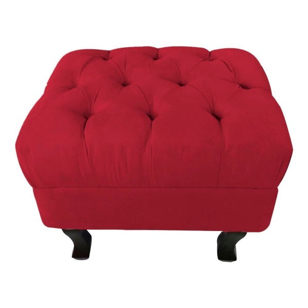 Encontraproduto.com.br - Puff Retângular Luiz Xv Pés Retrô E Tecido Suede Vermelho - Decorar
