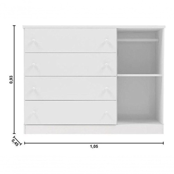 Encontraproduto.com.br - Quarto De Bebê Helena Com Berço Mini Cama Doce Sonho Branco Brilho - Phoenix Baby