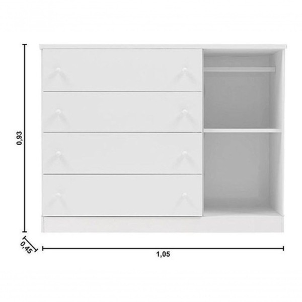 Encontraproduto.com.br - Quarto De Bebê Helena Com Berço Mini Cama Doce Sonho Branco Brilho - Phoenix Baby
