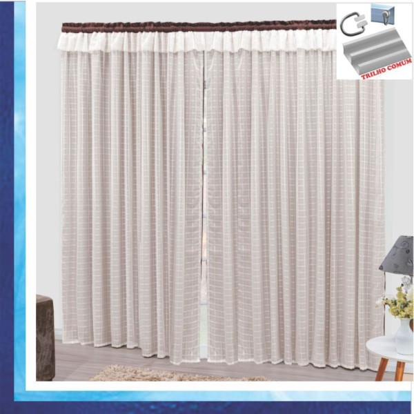 Encontraproduto.com.br - Cortina Romantic Semiblackout Voal 3 Mt Trilho Comum Tabaco