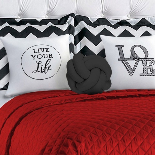 Encontraproduto.com.br - Cobre Leito Casa Show Love Solteiro Dupla Face 5 Peças - Vermelho