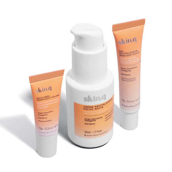 Encontraproduto.com.br - Combo Skinq Gel para Área dos Olhos 15g com Balm Labial 7,5g com Creme Revitalizador Noite 50ml
