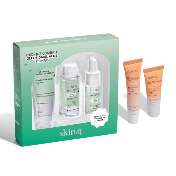 Encontraproduto.com.br - Combo Skinq Kit Combate Oleosidade com Gel Revitalizador para Olhos 15g com Balm Labial 7,5g
