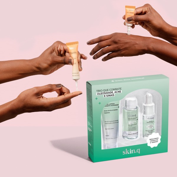 Encontraproduto.com.br - Combo Skinq Kit Combate Oleosidade com Gel Revitalizador para Olhos 15g com Balm Labial 7,5g