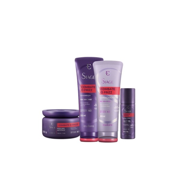Encontraproduto.com.br - Eudora Combo Siàge Combate O Frizz (4 Itens)