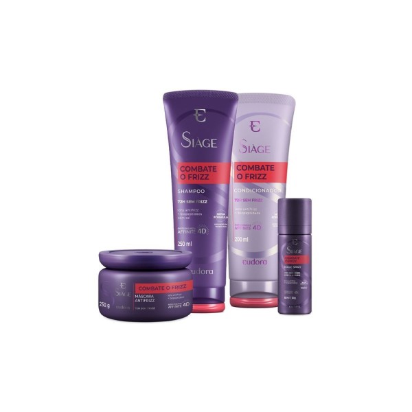 Encontraproduto.com.br - Eudora Combo Siàge Combate O Frizz (4 Itens)