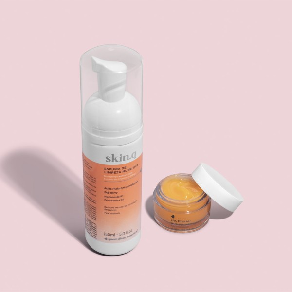 Encontraproduto.com.br - Pele E Lábios: Espuma De Limpeza Nutritiva Skin.q 150ml + Lip, Please! Balm Hidratação Intensa 8g