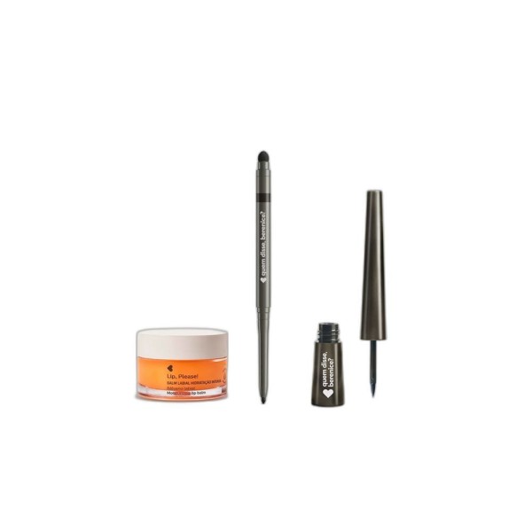 Encontraproduto.com.br - Combo Balm Labial 8g com Lápis Olhos Pretô 2,5ml com Delineador Líquido Pretolino 2,5ml