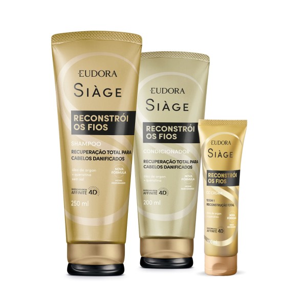 Encontraproduto.com.br - Combo Siàge Reconstrói os Fios: Shampoo 250ml + Condicionador 200ml + CC Cream 100ml