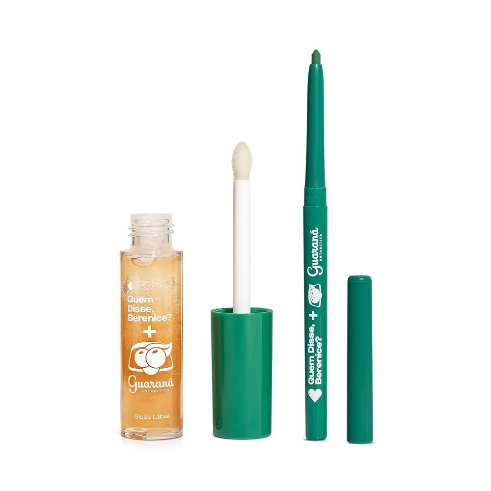 Encontraproduto.com.br - Combo Qdb Guaraná Antarctica: Gloss Labial 10ml + Lapiseira Delineadora Verde Olhos E Boca 300mg