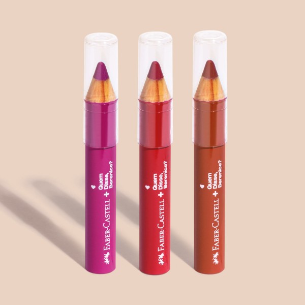 Encontraproduto.com.br - Combo QDB E Faber-Castell Lápis Jumbo 3 Em 1: Damasco 1,2g + Vermelho 1,2g + Rosa 1,2g
