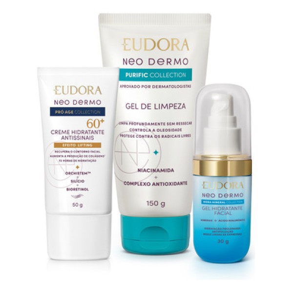 Encontraproduto.com.br - Combo Neo Dermo Gel de Limpeza Purific Collection 150g Gel Hidratante Facial Hidra Mineral Collection 30g Gel Hidratante Facial Antissinais 30 P