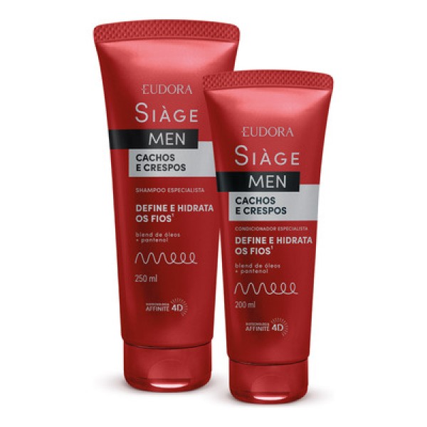 Encontraproduto.com.br - Combo Siàge Men: Condicionador Cachos e Crespos 200ml + Shampoo Cachos e Crespos 250ml