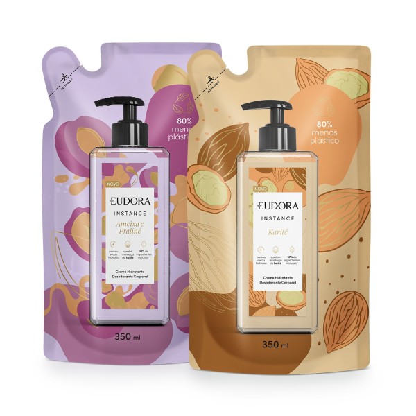 Encontraproduto.com.br - Combo Refil Instance - Creme Hidratante Desodorante Corporal Ameixa e Praliné 350ml - Loção Hidratante Desodorante Corporal Karite 350ml