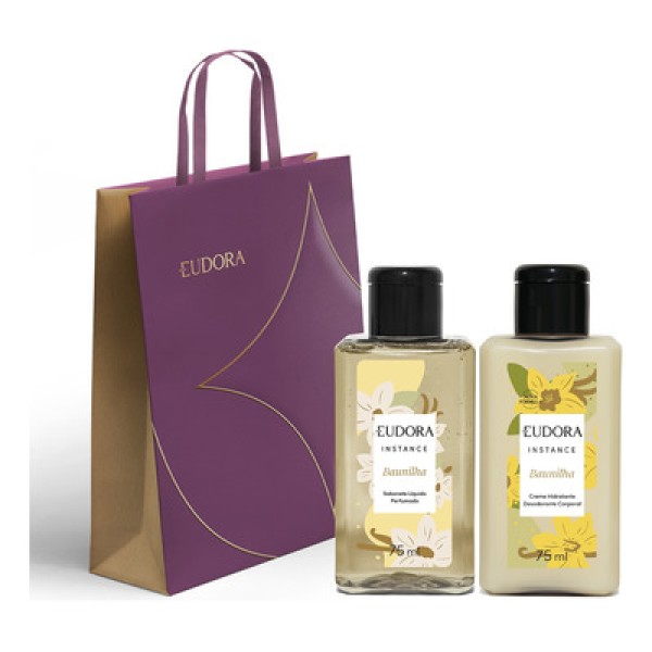 Encontraproduto.com.br - Combo Instance Baunilha Mini Sabonete Líquido 75ml - Loção Hidratante Desodorante Corporal Baunilha 75ml - Sacola Eudora