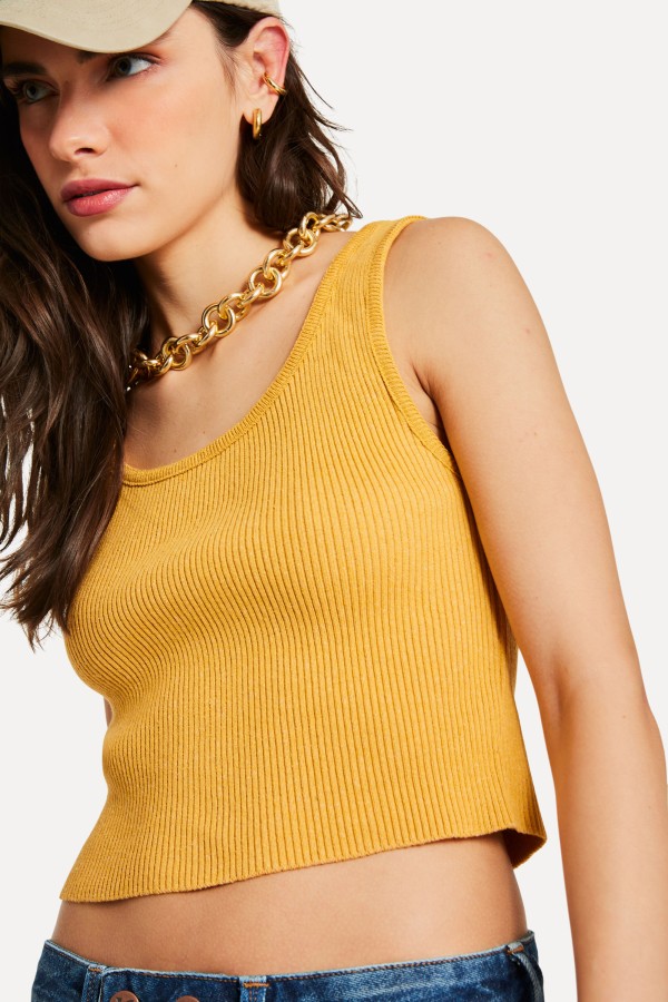 Encontraproduto.com.br - Regata Tricot Canelado