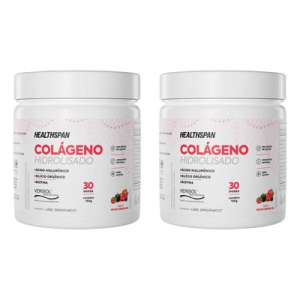 Encontraproduto.com.br - Kit com 2 Colágenos Hidrolisados com Ácido Hialurônico Healthspan 150g - Use Orgânico