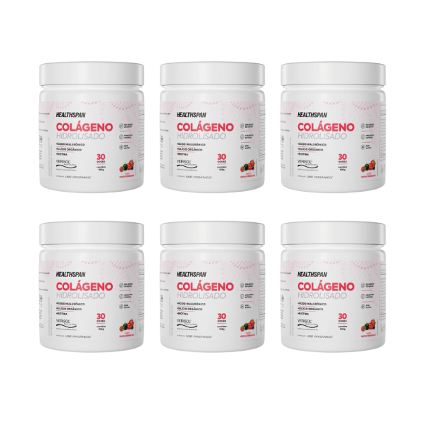 Encontraproduto.com.br - Kit com 6 Colágenos Hidrolisados com Ácido Hialurônico Healthspan 150g - Use Orgânico