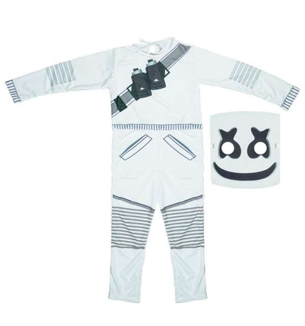 Encontraproduto.com.br - Fantasia MarshMallow DJ Infantil Com Máscara Fortnite de Halloween
