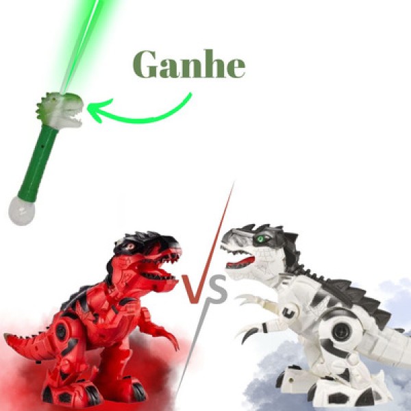 Encontraproduto.com.br - Kit 2 Tiranossauro Robotico Som Luz Movimento Ganhe Varinha - Toyng