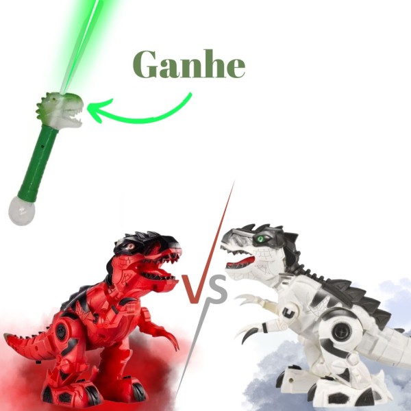 Encontraproduto.com.br - Kit 2 Tiranossauro Robotico Som Luz Movimento Ganhe Varinha - Toyng