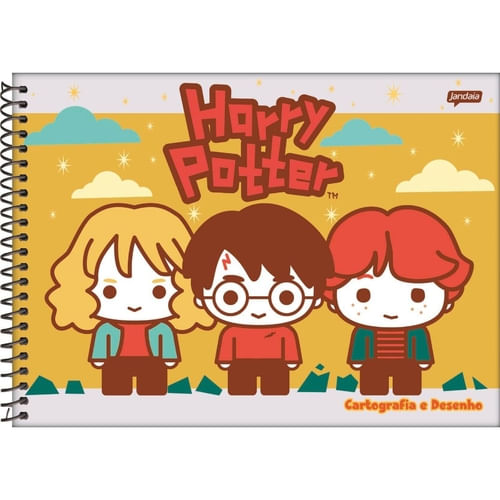 Kit 4 Cadernos Brochurão Harry Potter + 1 De Desenho Jandaia