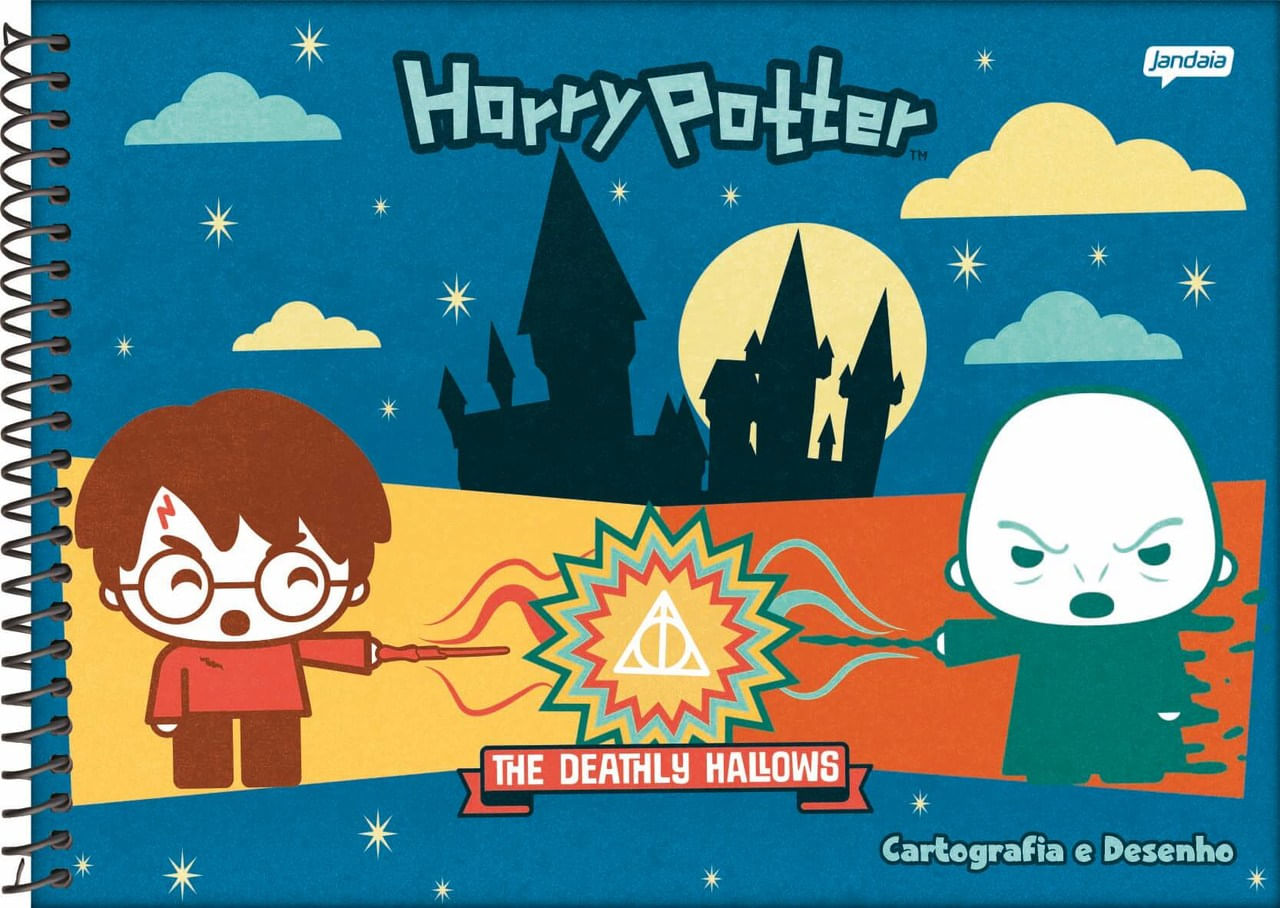 Encontraproduto.com.br - Kit 4 Cadernos Brochurão Harry Potter + 1 De Desenho Jandaia