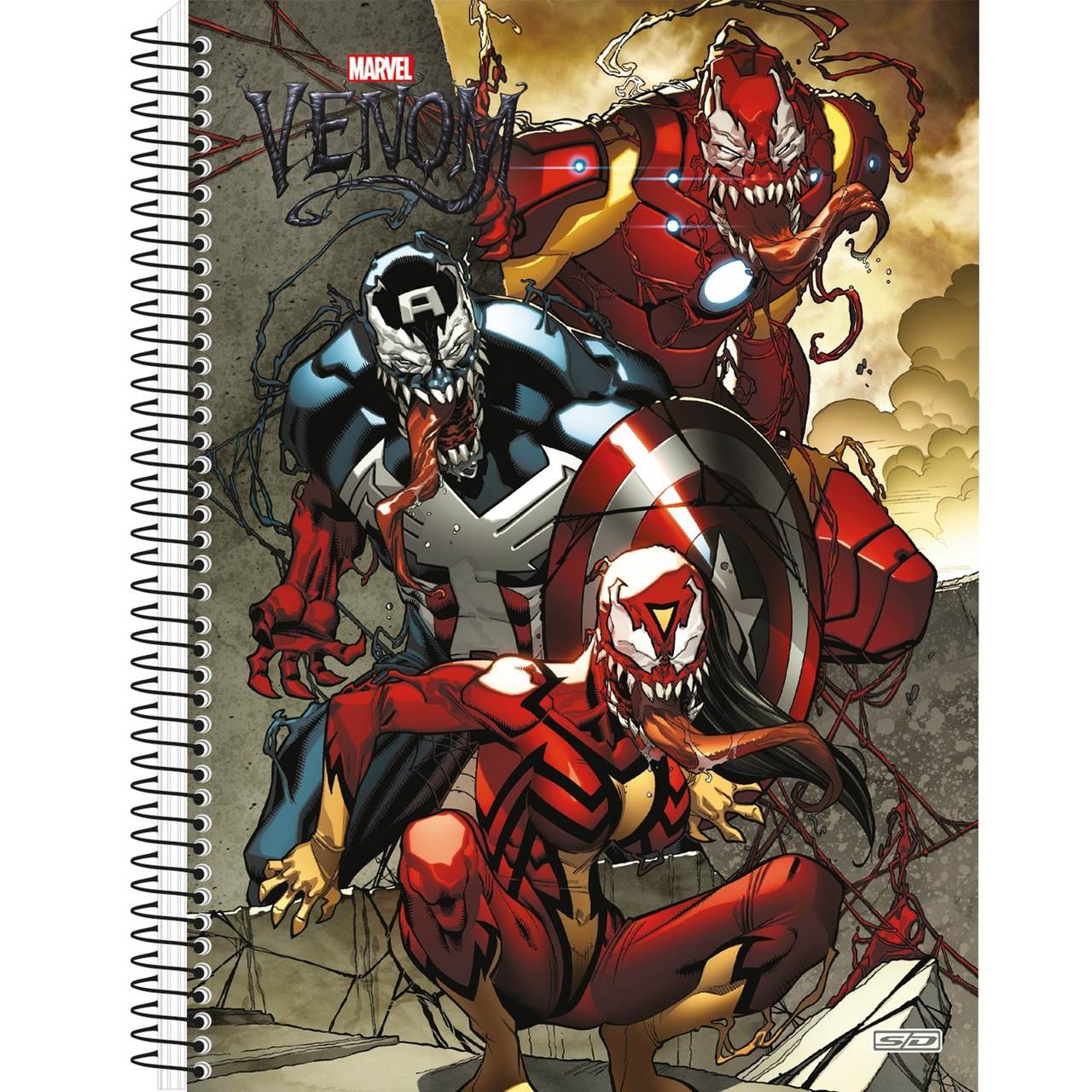 Encontraproduto.com.br - Caderno Venom Espiral 160 Folhas 10 Matérias São Domingos