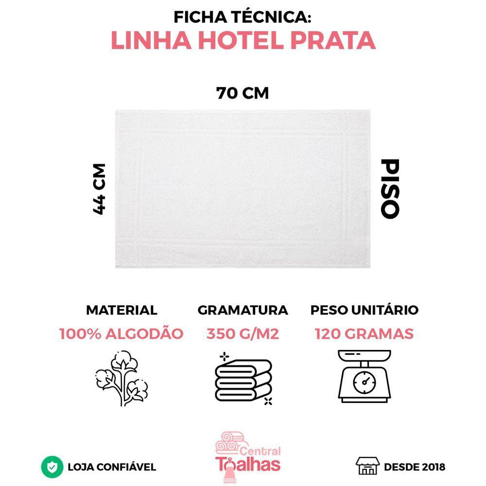 Kit 5 Toalhas De Piso Tapete Para Banheiro Hotel Prata - Branco
