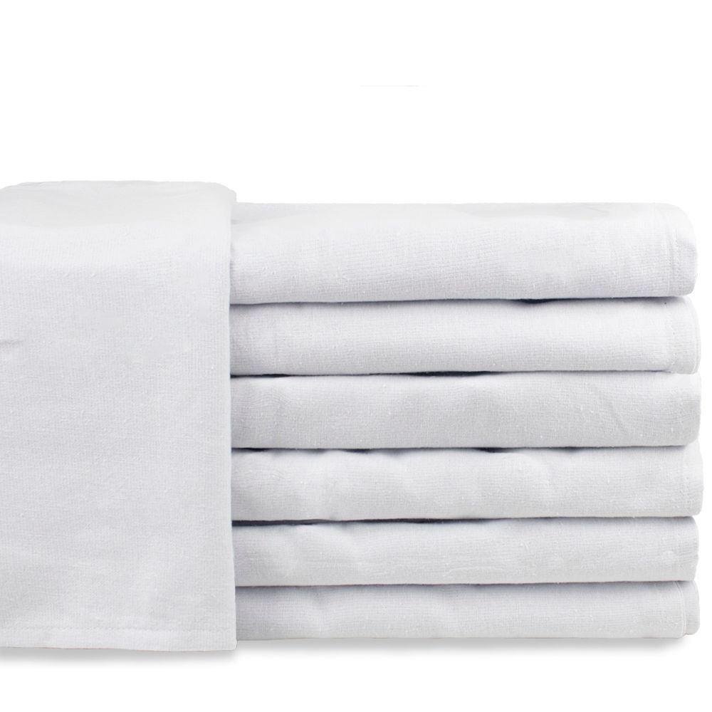 Encontraproduto.com.br - Kit Com 15 Panos De Prato Branco Liso Grosso 50x68cm