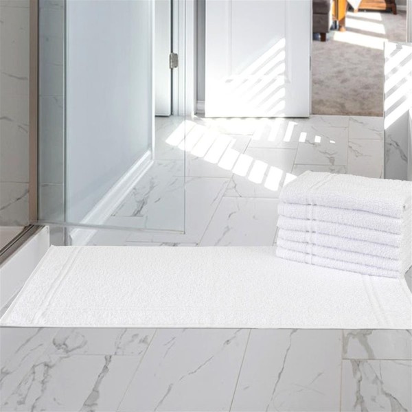 Encontraproduto.com.br - Kit Com 3 Toalhas De Piso Para Hotel - Profissional Prata - Branco